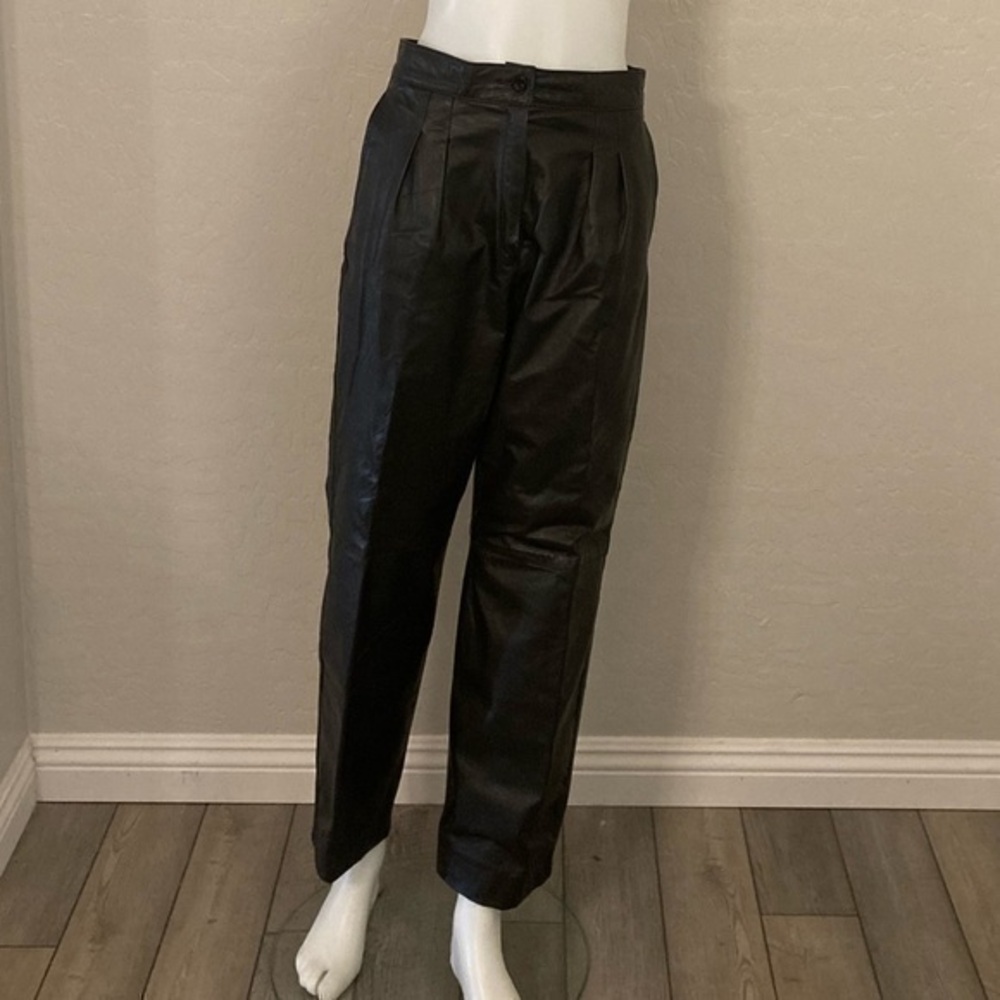 Vintage COMINT Black Leather Pants Size 13/14